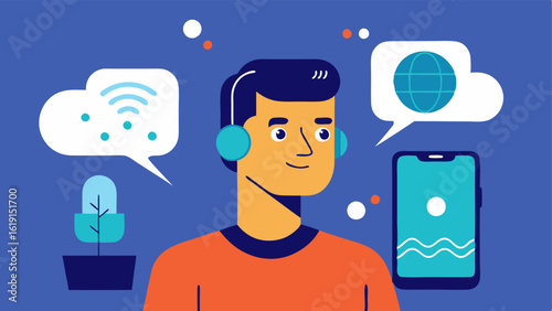 AI Listening An image of a person speaking into a smartphone with AI listening analyzing their symptoms and providing instant feedback or advice on managing their condition.