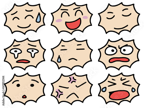 手描き風吹き出しポップイラストセット　ギザギザ型その3（Affinity Designer版）