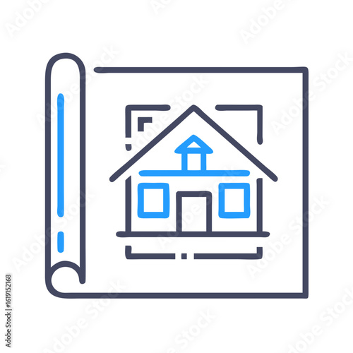 Architectural Blueprint Icon Design for Real Estate and Construction Projects