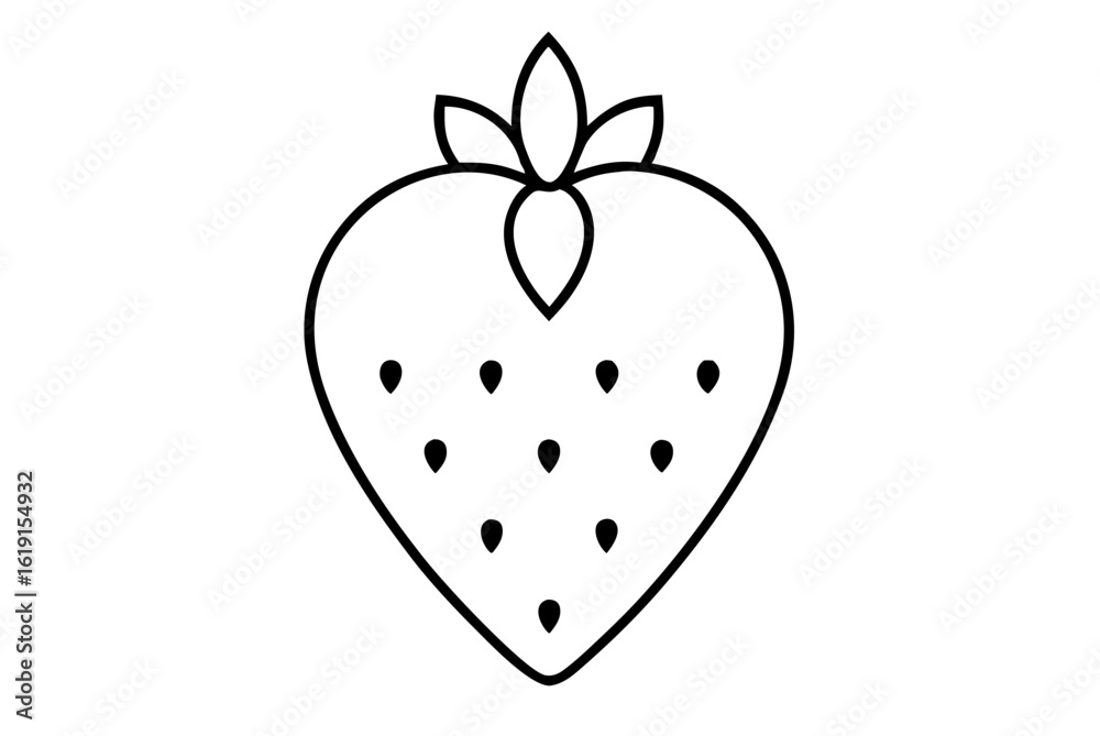 Fototapeta premium Sweet red strawberry vector icon illustration isolated on white background, a fresh heart-shaped berry fruit design