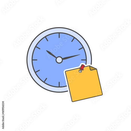 Reminder Clock icon featuring an analog clock with a sticky note—perfect for smart home alerts, elder daily routines, and task reminders.