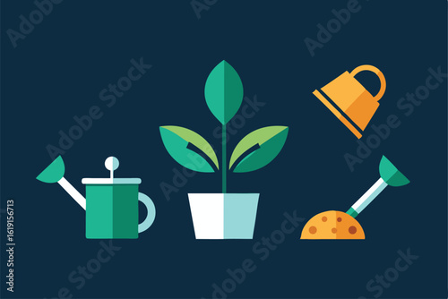 plant care reminder icons   water  light  rotate  .eps