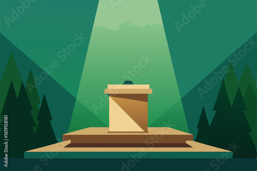 rustic stone podium under a single spotlight  fore (1).eps