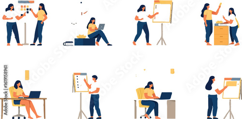  Modern Business & Office Life Illustration Set