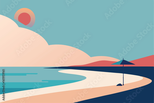 vector illustration of a tropical beach