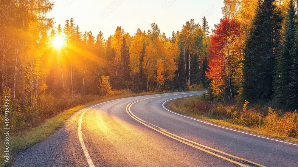 Autumnal Road Trip: Golden Hour on a Winding Road Autumnal Road Trip: Golden Hour on a Winding Road