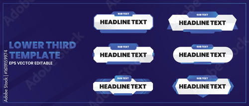 Lower third vector design with blue white shape overlay text video. Videos Lower Thirds Pack.