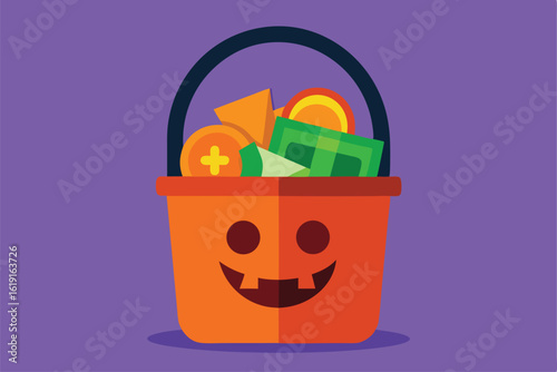 trick or treat bucket with cash and sweets   (1).eps