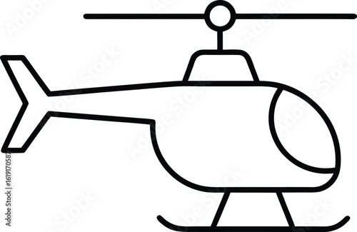 helicopter icon outline vector illustration on transparent background