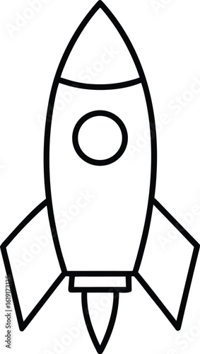 rocket icon outline vector illustration on transparent background