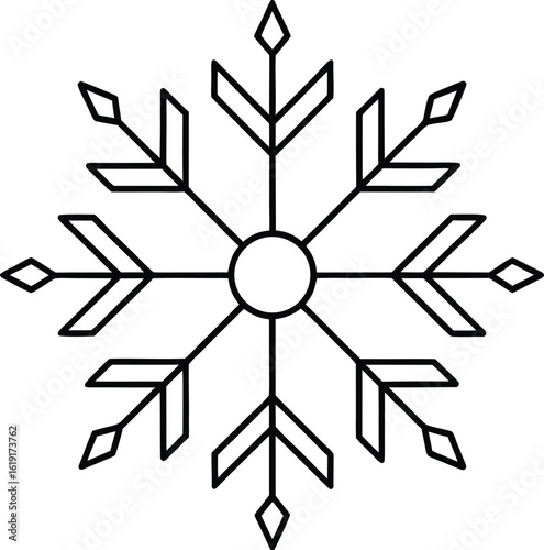 snowflake icon outline vector illustration on transparent background