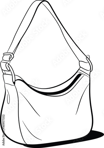 Shoulder bag vector illustration, sleek strap design, minimalist style, durable material, elegant fashion accessory, everyday use, modern handbag sketch