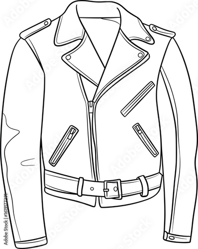 Fashion trench coat vector illustration, belted coat, flap pockets, double-breasted style, technical garment sketch, outerwear drawing, apparel design