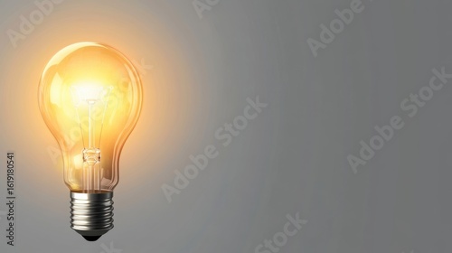 Shining Light Bulb Illuminating Bright Ideas in Minimalist Setting