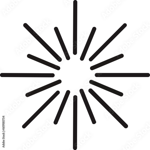 Black starburst pattern, abstract design or light effect
