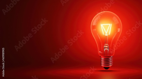 Illuminating Concept of a Red Light Bulb on a Dark Background