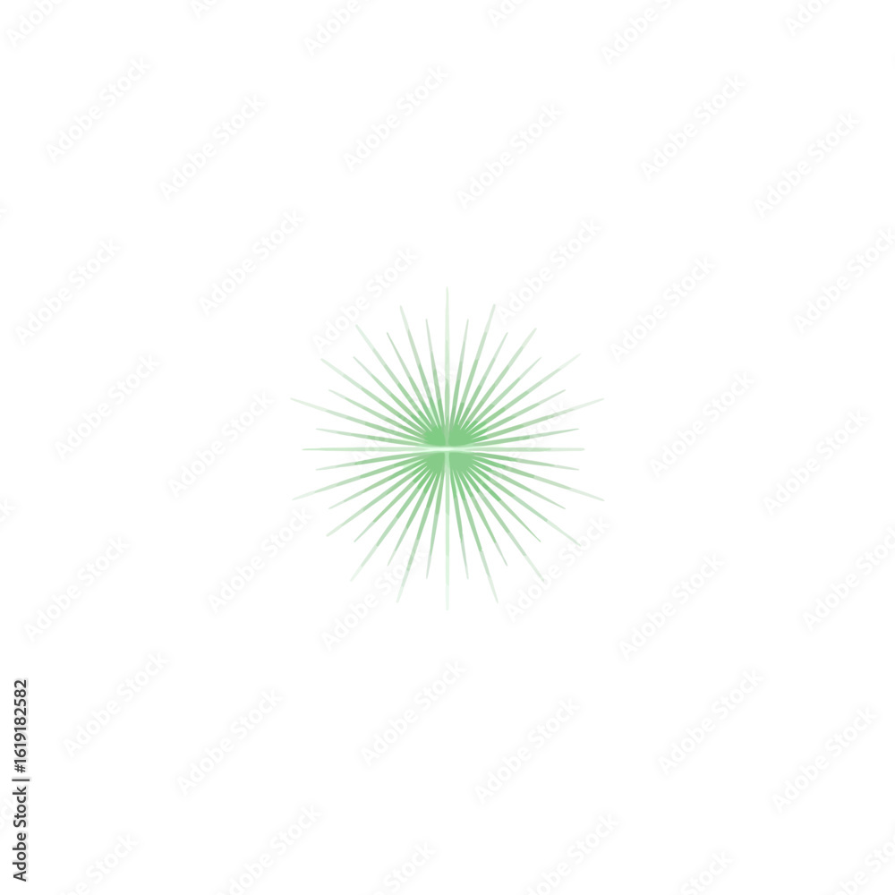 Fototapeta premium Abstract light green sunburst illustration with fine radial lines creating a dynamic and fresh visual effect against a clean white backdrop.