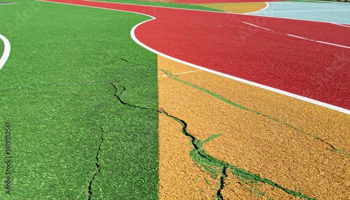Vibrant Green Red and Yellow Seamless Rubber Playground Surface for Recreation Area