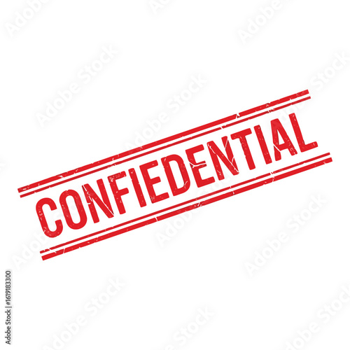Vector art of a red confidential stamp graphic with double lines on a white background