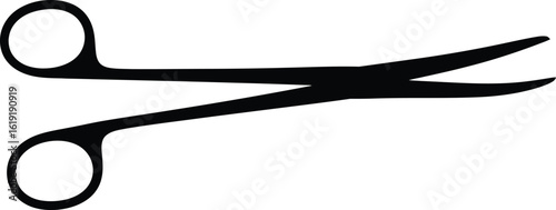Black silhouette of surgical scissors on white background medical scissors instrument
