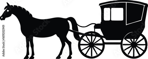 Classic horse drawn carriage silhouette vector art