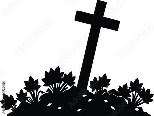 fallen hero memorial cross silhouette vector elements patriotic clipart illustration