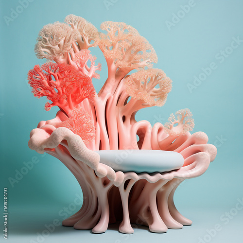 Coral shape chair. Generative Ai Illustration
