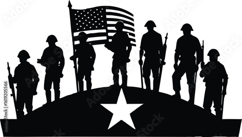 Memorial honoring fallen heroes silhouette vector graphic for tribute posters and respectful