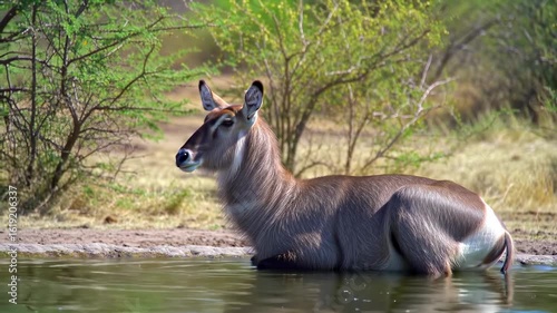 Antelope in a watering hole