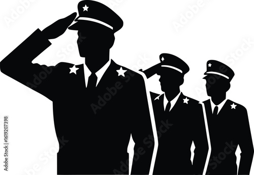 Military Salute Silhouette Vector Clipart for Veterans Day and Armed Forces Design Elements