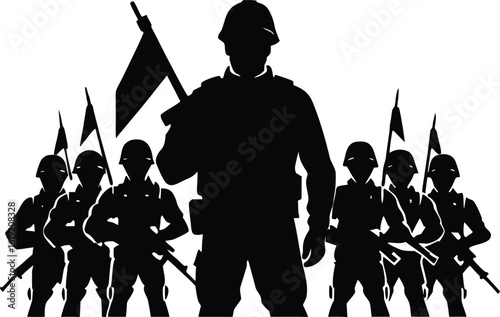 Soldier Vector Silhouette Elements Military Force Clipart Illustration