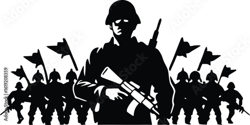 Army Troop Silhouette Vector Graphic Elements for Clipart