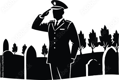 soldier saluting cemetery military silhouette vector clipart honor remembrance memorial design