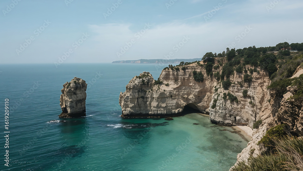 Fototapeta premium Coastal Paradise Puglia Italy Turquoise Waters and Limestone Cliffs