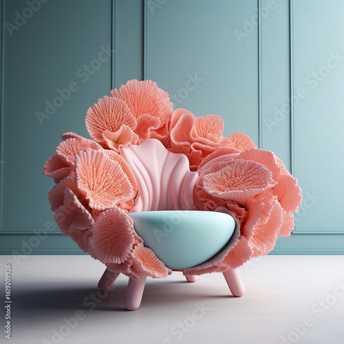 Coral shape chair. Generative Ai Illustration