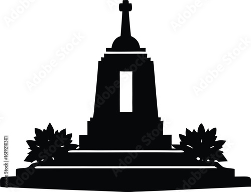war memorial vector silhouette clipart illustration honoring veterans and fallen soldiers