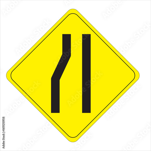 Left Lane Narrows Ahead Sign