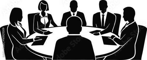 Business team silhouette having meeting vector concept