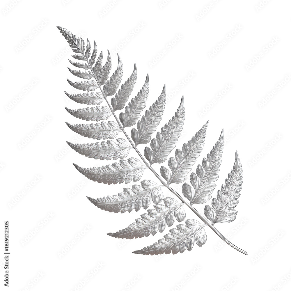 Silver metallic silver fern leaf isolated on transparent background isolated on a transparent background Silver metallic silver fern leaf isolated on transparent background isolated on a transparent background