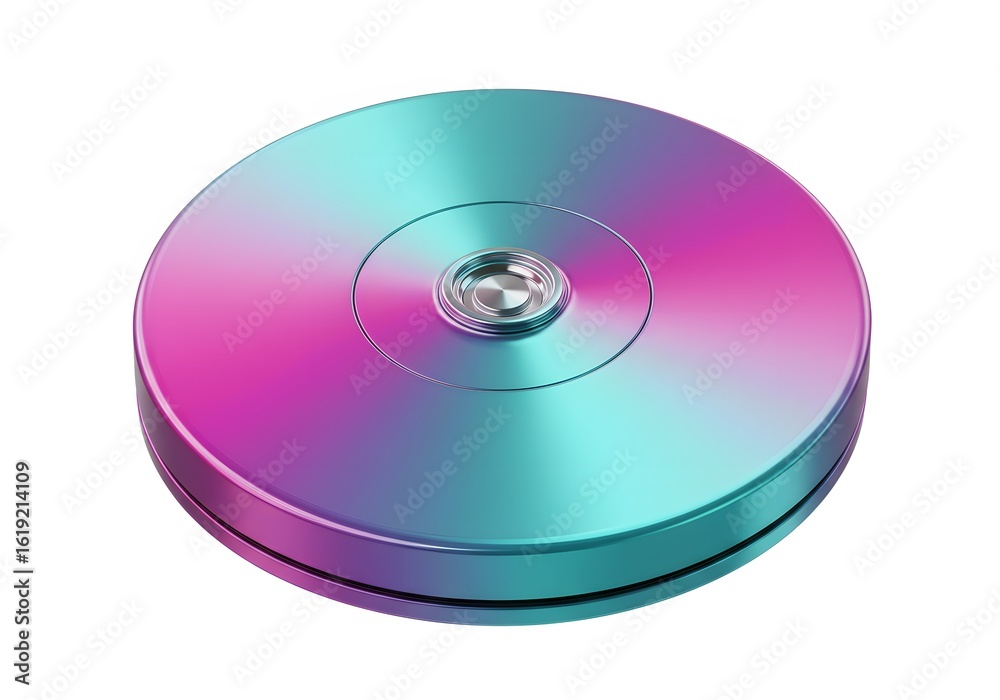 Abstract metallic disk with vibrant gradient hues, creating a captivating visual design Abstract metallic disk with vibrant gradient hues, creating a captivating visual design