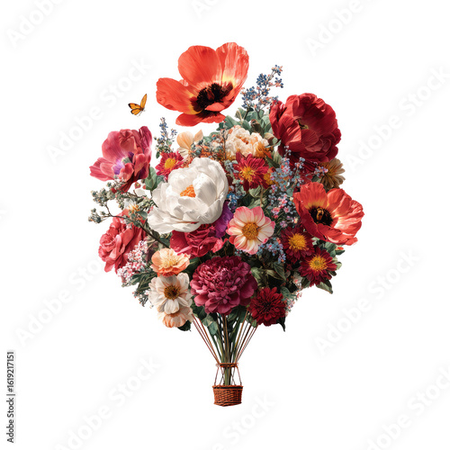 Vibrant floral bouquet in a balloon shape