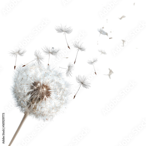 A dandelion seed head, dispersing seeds in the wind © Ilhamrusdy