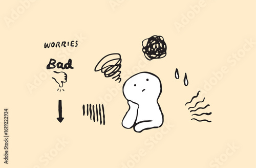 モヤモヤと悩む人のベクターイラストセット