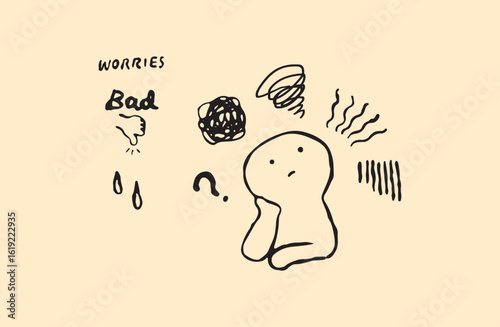 モヤモヤと悩む人のベクターイラストセット