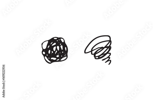 混乱やモヤモヤを表すぐるぐる模様のベクター（手描き風）