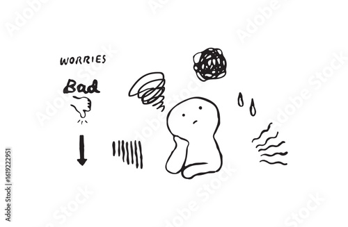 モヤモヤと悩む人のベクターイラストセット