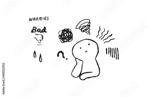 モヤモヤと悩む人のベクターイラストセット