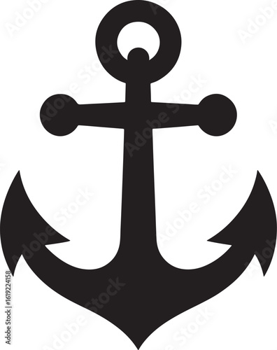 Classic black silhouette of a nautical anchor symbol