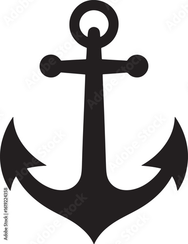 Classic black silhouette of a nautical anchor symbol