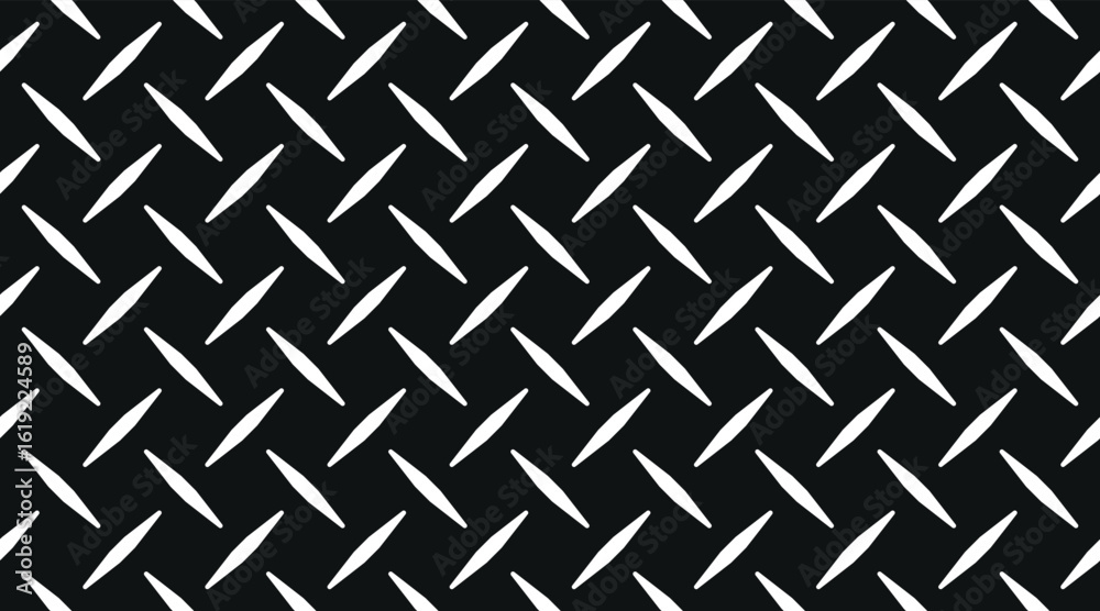 Fototapeta premium black and white flat color metal tread diamond plate pattern steel iron texture illustration wallpaper background suitable for fabric or packaging print.
